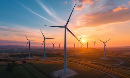 GLIO Article wind turbines at sunset