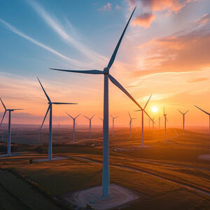 GLIO Article wind turbines at sunset